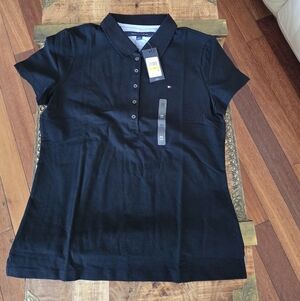TOMMY HILFIGER Black Polo Shirt Size M